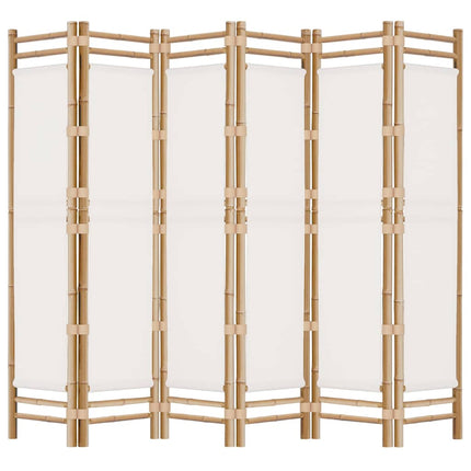 Rumsavdelare 6 paneler hopfällbar 240 cm bambu och kanvas