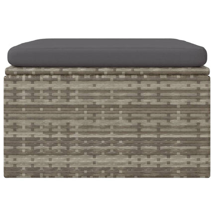 Fotpall med dyna för trädgården grå 55x55x30 cm konstrotting