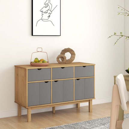 Skänk OTTA brun&grå 114x43x73,5 cm massiv furu