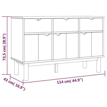 Skänk OTTA brun&vit 114x43x73,5 cm massiv furu
