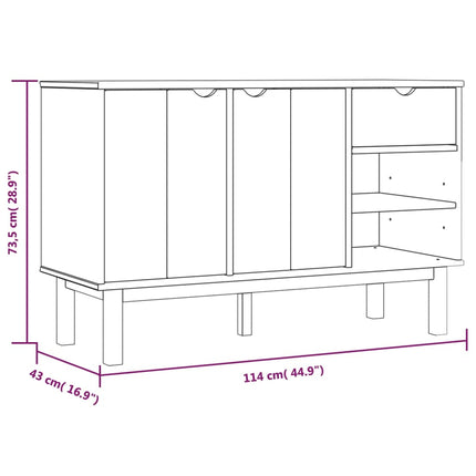 Skänk OTTA brun&vit 114x43x73,5 cm massiv furu