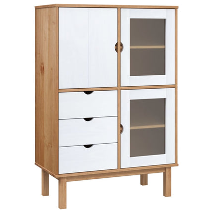 Skänk OTTA brun&vit 85x43x125 cm massiv furu
