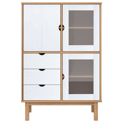 Skänk OTTA brun&vit 85x43x125 cm massiv furu