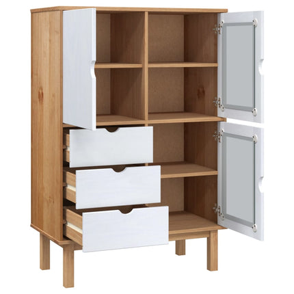 Skänk OTTA brun&vit 85x43x125 cm massiv furu