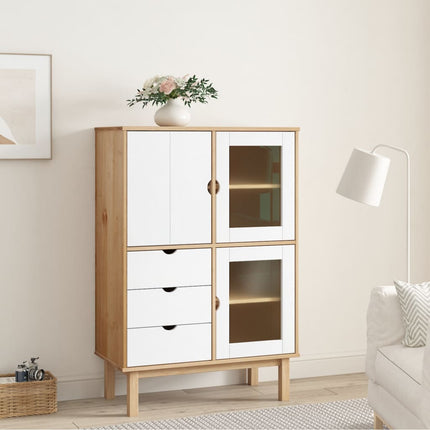 Skänk OTTA brun&vit 85x43x125 cm massiv furu