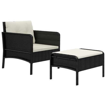 Loungegrupp med dynor 2 delar svart konstrotting
