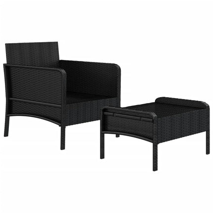 Loungegrupp med dynor 2 delar svart konstrotting