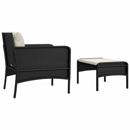Loungegrupp med dynor 2 delar svart konstrotting