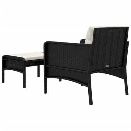 Loungegrupp med dynor 2 delar svart konstrotting