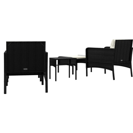 Loungegrupp med dynor 5 delar konstrotting svart