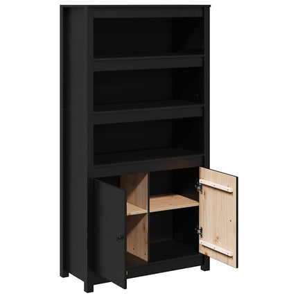 Förvaringsskåp svart 80x35x154 cm massiv furu
