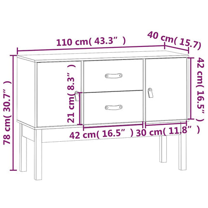 Skänk svart 110x40x78 cm massiv furu