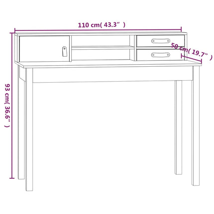 Skrivbord 110x50x93 cm massivt trä furu