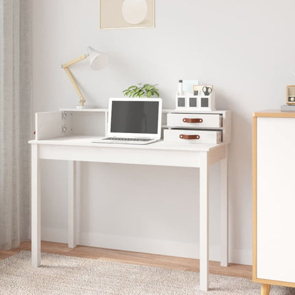 Skrivbord vit 110x50x93 cm massiv furu