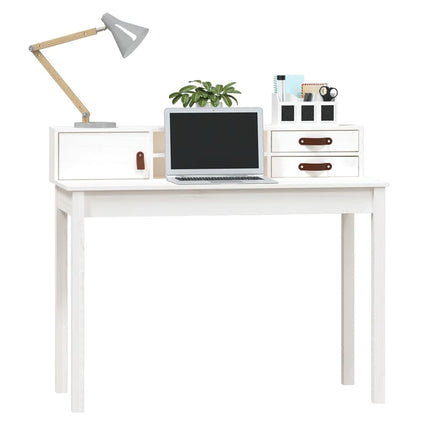 Skrivbord vit 110x50x93 cm massiv furu