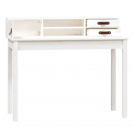 Skrivbord vit 110x50x93 cm massiv furu