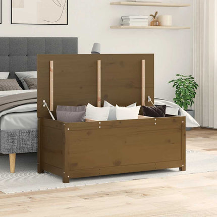 Förvaringslåda honungsbrun 110x50x45,5 cm massiv furu