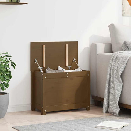 Förvaringslåda honungsbrun 60x32x45,5 cm massiv furu