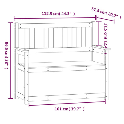Bänk 112,5x51,5x96,5 cm massiv furu