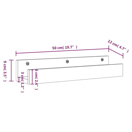 Väggskåp 2 st vit 50x12x9 cm massiv furu