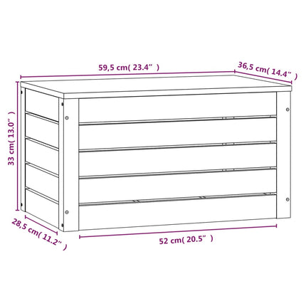 Förvaringslåda vit 59,5x36,5x33 cm massiv furu
