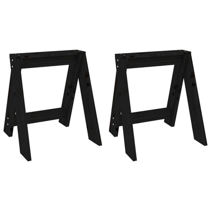 Pallar 2 st svart 40x40x45 cm massiv furu