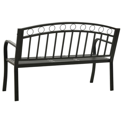 Trädgårdsbänk med bord svart 120 cm stål