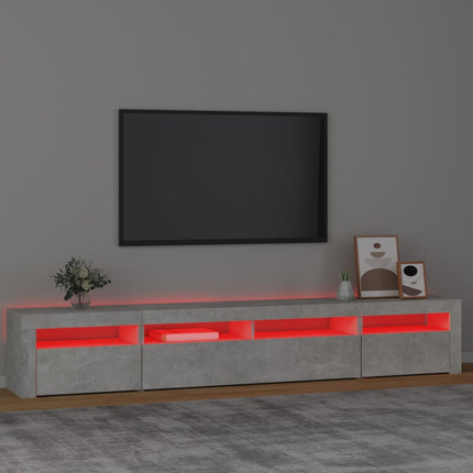Tv-bänk med LED-belysning betonggrå 240x35x40 cm