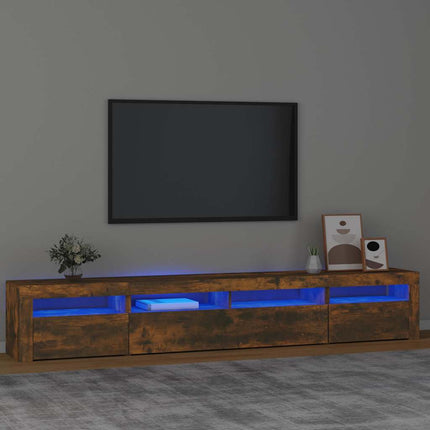 Tv-bänk med LED-belysning rökfärgad ek 240x35x40 cm