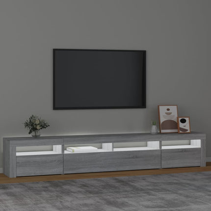 TV-bänk med LED-belysning grå sonoma 240x35x40 cm