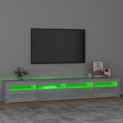 TV-bänk med LED-belysning grå sonoma 240x35x40 cm