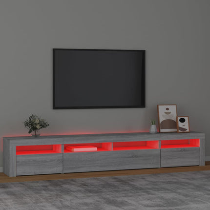 TV-bänk med LED-belysning grå sonoma 240x35x40 cm