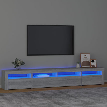 TV-bänk med LED-belysning grå sonoma 240x35x40 cm