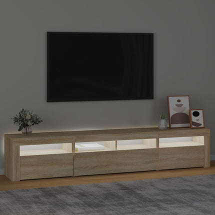 Tv-bänk med LED-belysning sonoma ek 210x35x40 cm