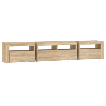 Tv-bänk med LED-belysning sonoma ek 210x35x40 cm