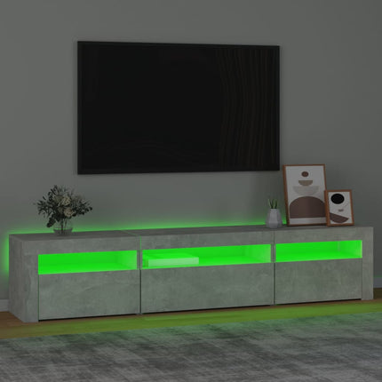 Tv-bänk med LED-belysning Betonggrå 195x35x40 cm