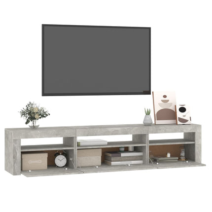 Tv-bänk med LED-belysning Betonggrå 195x35x40 cm