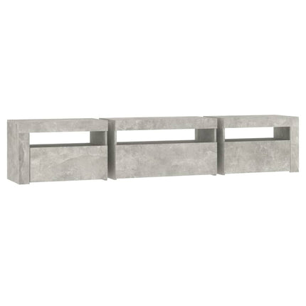 Tv-bänk med LED-belysning Betonggrå 195x35x40 cm