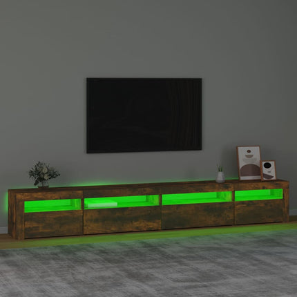 Tv-bänk med LED-belysning rökfärgad ek 270x35x40 cm