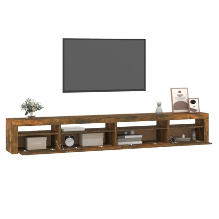 Tv-bänk med LED-belysning rökfärgad ek 270x35x40 cm