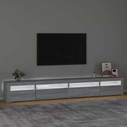 TV-bänk med LED-belysning grå sonoma 270x35x40 cm