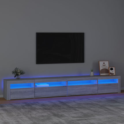 TV-bänk med LED-belysning grå sonoma 270x35x40 cm