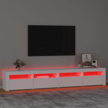 Tv-bänk med LED-belysning vit 240x35x40 cm