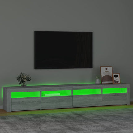 TV-bänk med LED-belysning grå sonoma 240x35x40 cm