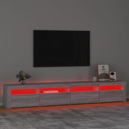 TV-bänk med LED-belysning grå sonoma 240x35x40 cm