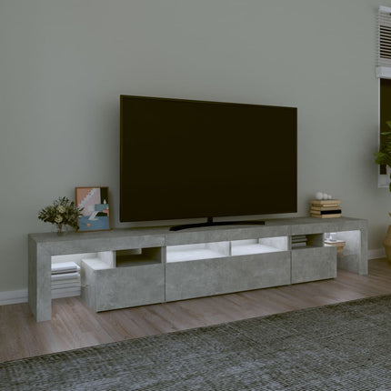 Tv-bänk med LED-belysning betonggrå 230x36,5x40 cm