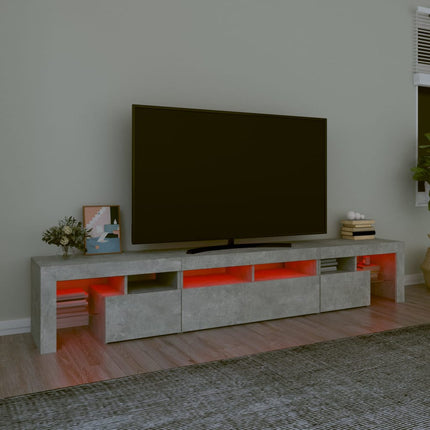 Tv-bänk med LED-belysning betonggrå 230x36,5x40 cm