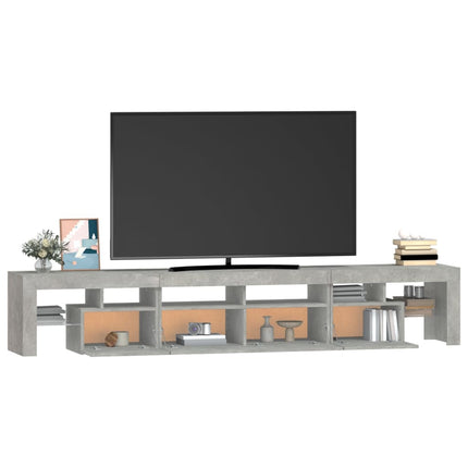 Tv-bänk med LED-belysning betonggrå 230x36,5x40 cm