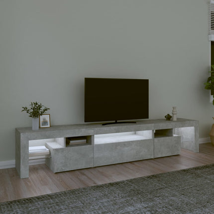 Tv-bänk med LED-belysning betonggrå 215x36,5x40 cm