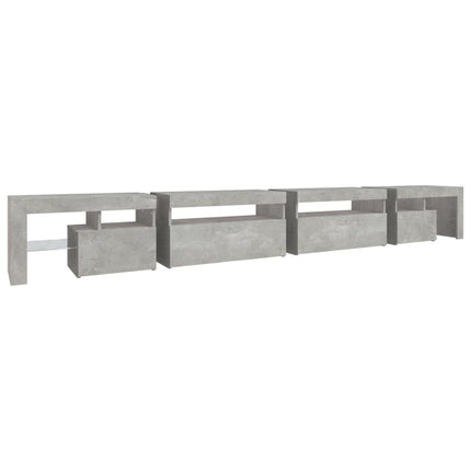 Tv-bänk med LED-belysning betonggrå 290x36,5x40 cm